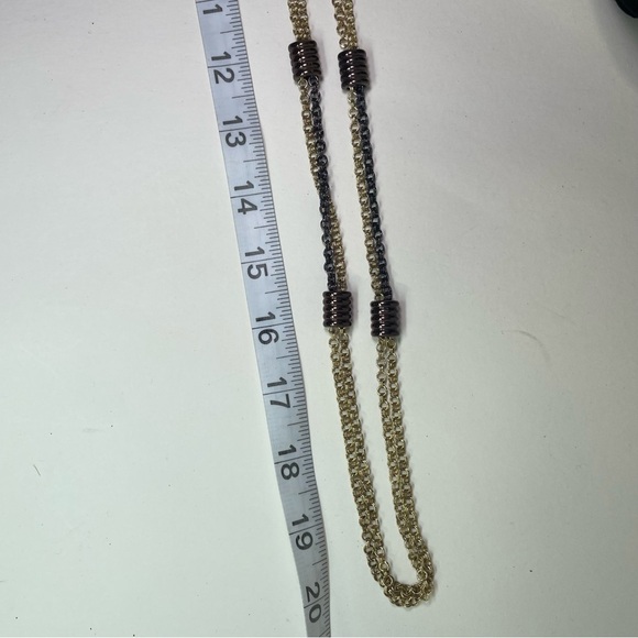 Dana Buchman Long Gold and Black Multi-Strand Chain Necklace - Picture 5 of 6
